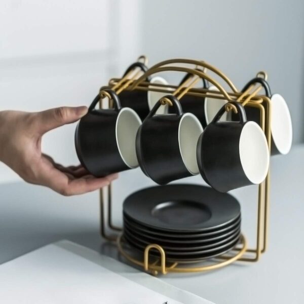 ☕ Juego de Tazas de Café y Platillos de Cerámica Estilo Japonés – Elegancia y Funcionalidad en Tu Cocina