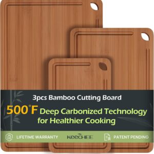 🪵 Tabla de Cortar de Bambú con Ranuras Profundas y Asas Integradas – Funcionalidad y Estilo en Tu Cocina